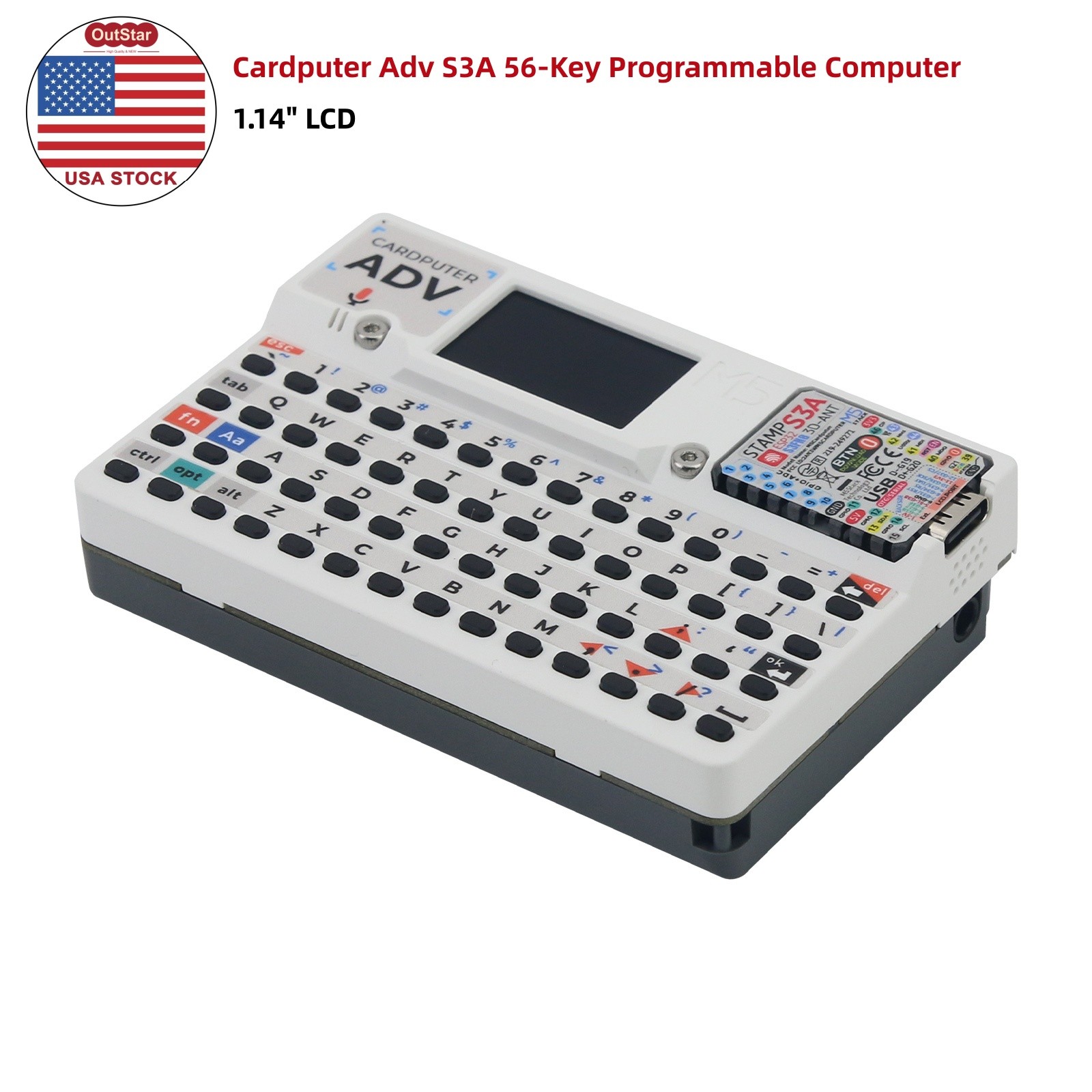 M5Stack Cardputer Adv S3A 56-Key Programmable Keyboard Card-sized PC Board *USA