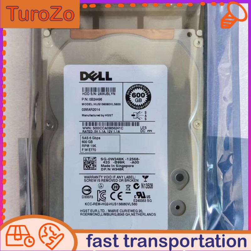 0W348K Dell 600GB 15K SAS 15000RPM 3.5" Hard Drive HUS156060VLS60 HDD Tray New
