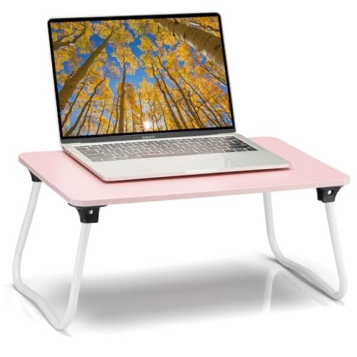 Ruxury Foldable Lap Desk Laptop Stand Bed Desk Table Tray, Medium Pink
