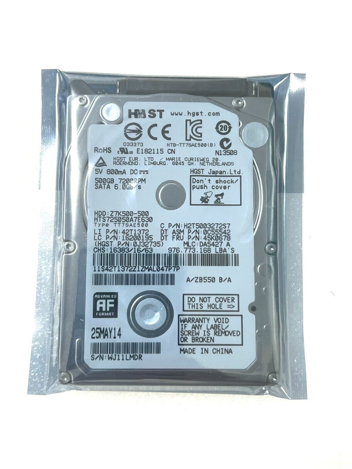 Compatible HGST Z7K500 HTS725050A7E630 500 GB 2.5" SATA Laptop Hard Drive