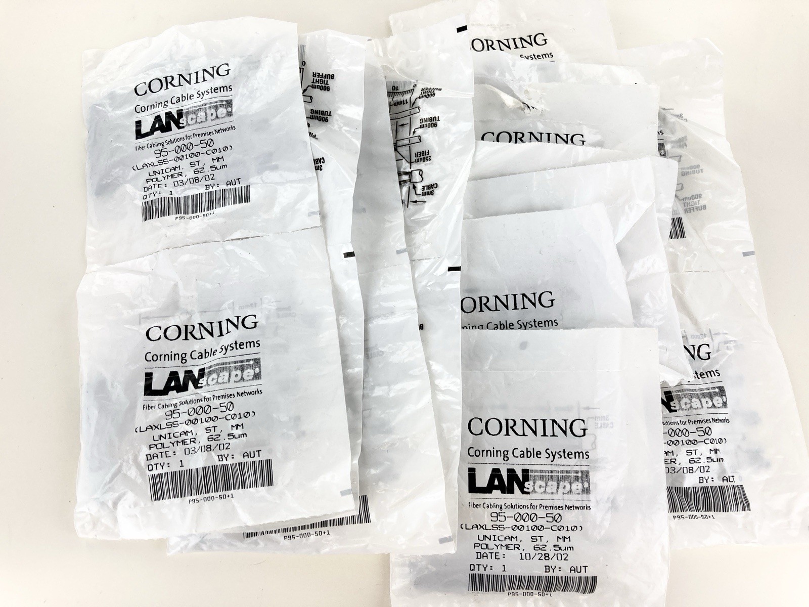**NOS (LOT OF 17) - Corning 95-000-50 Unicam Connector Pretium 62.5 um ST MM OM1