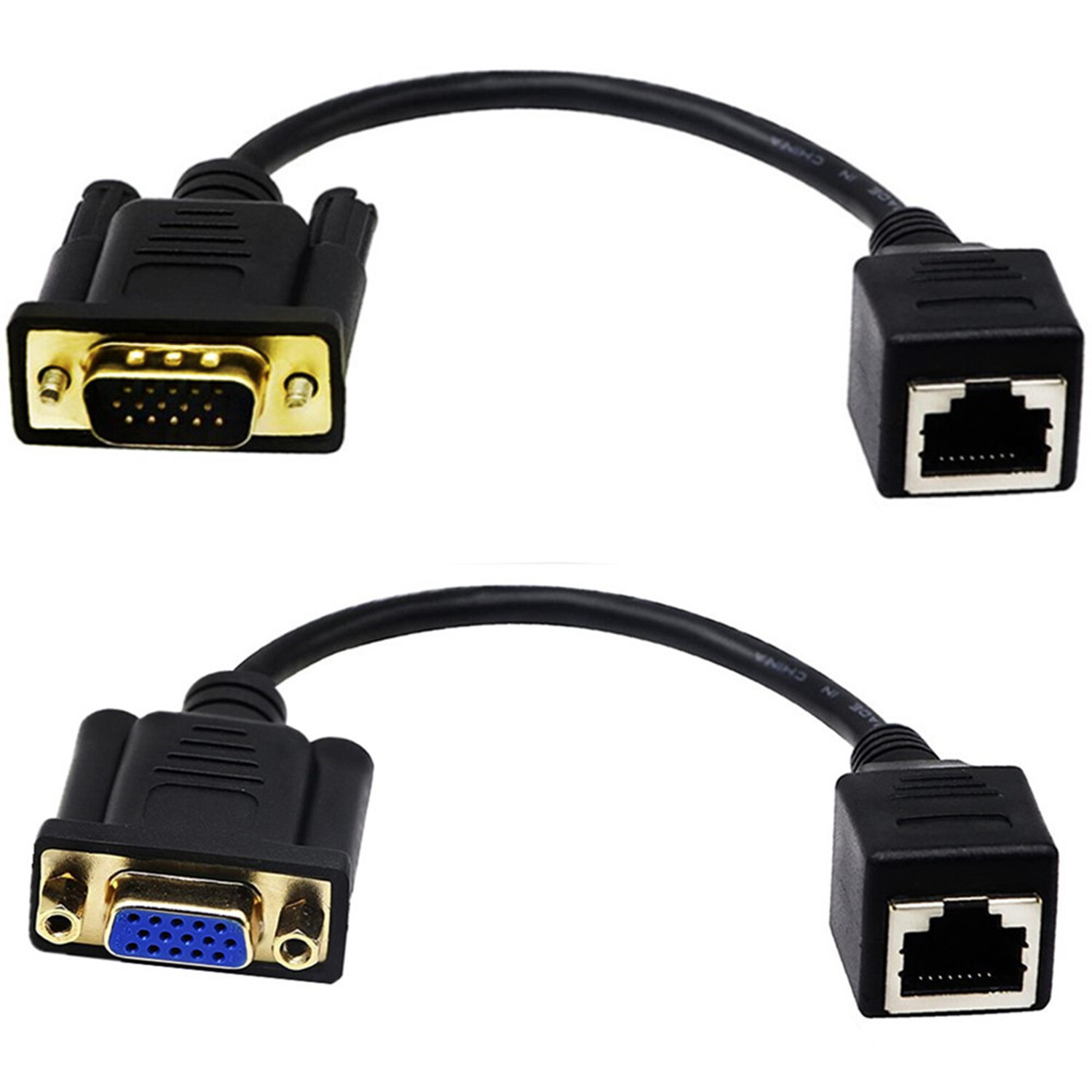 VGA 15Pin Female Male to RJ45 Female Ethernet LAN Console Cable Multimedia Video