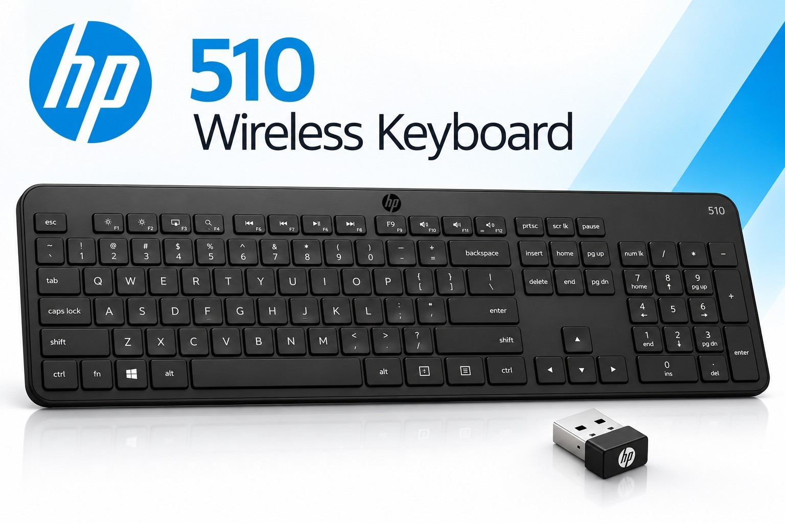 HP 510 Wireless Keyboard USB Receiver Included Factory Sealed New 