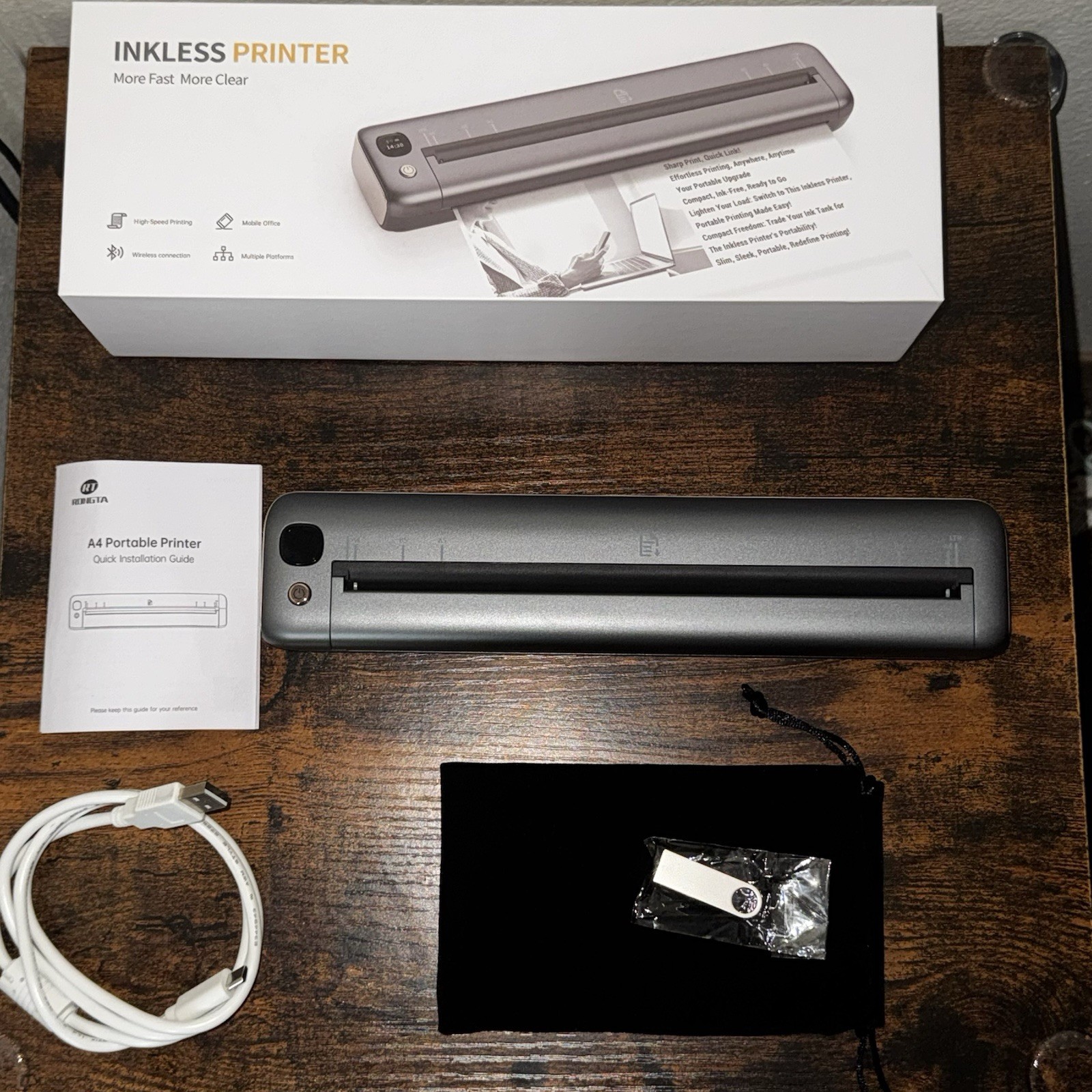 Rongta A4 Wireless Inkless Thermal Printer - Bluetooth Portable Mobile Print