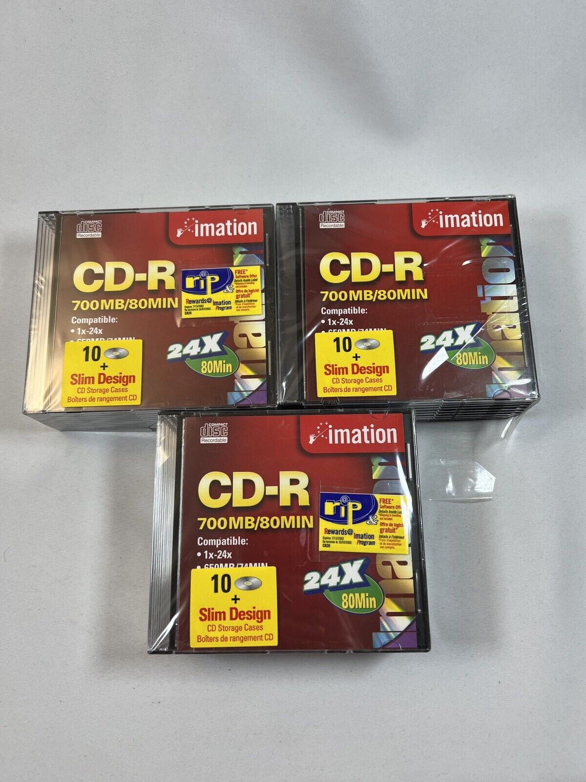 (3) 10-Pack Imation CD-R 24x 80min/700MB 1x-24x Compatible, Recordable