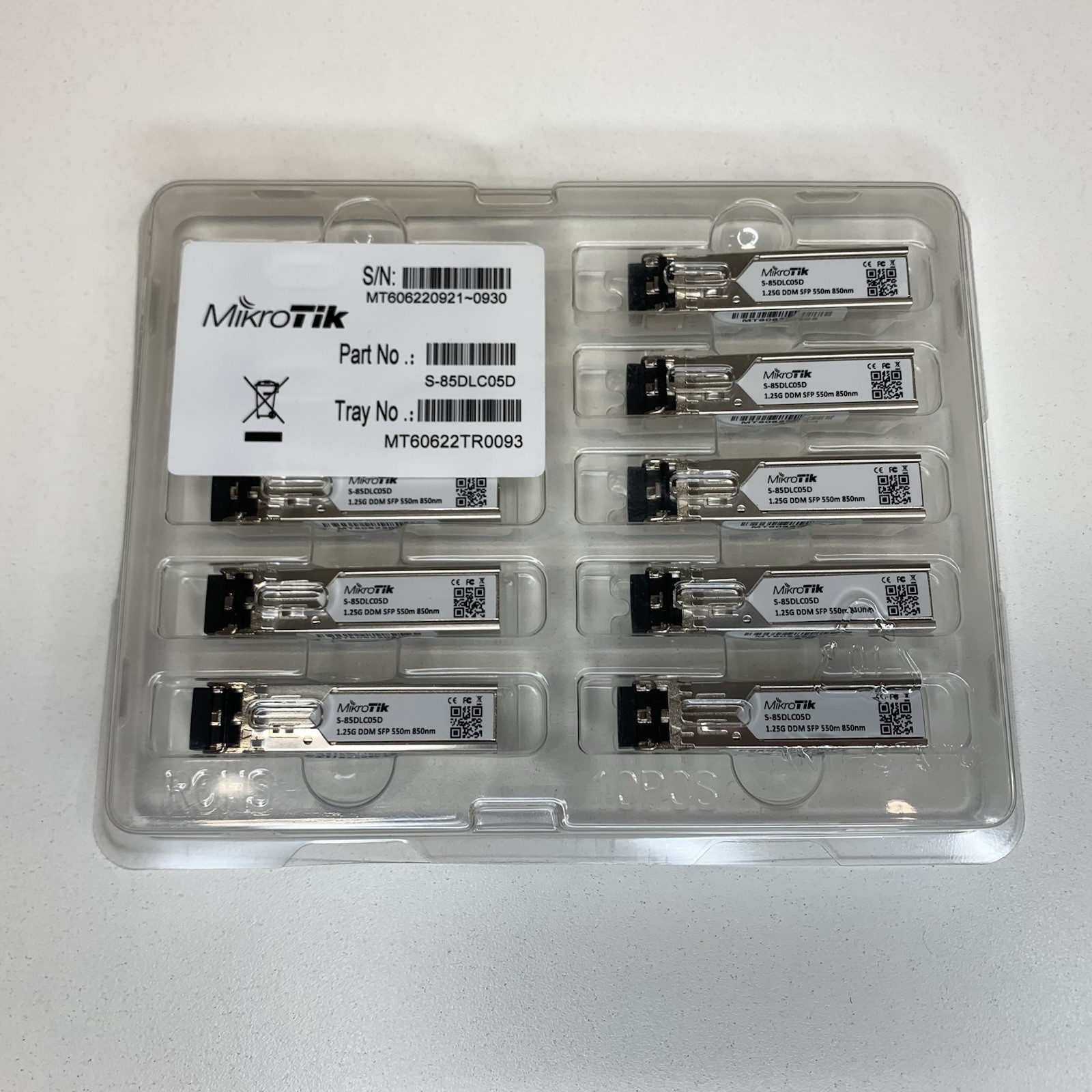 *Lot of 10* New Genuine MikroTik S-85DLC05D - 1000BASE-SX 1.25Gbps 850nm MMF SFP