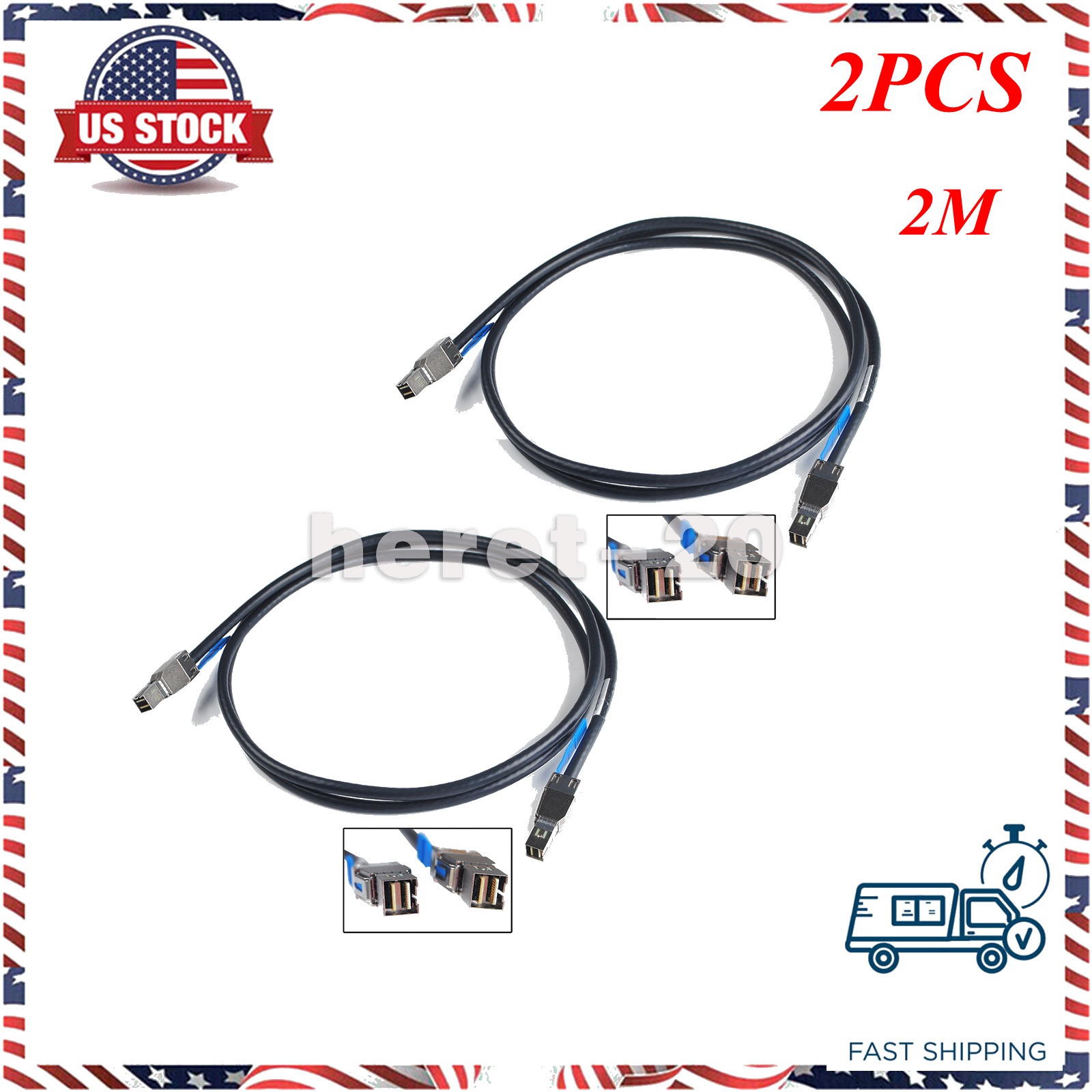 2PCS External Mini-SAS HD SFF-8644 to Mini-SAS SFF-8644 Data transfer Cable 2M