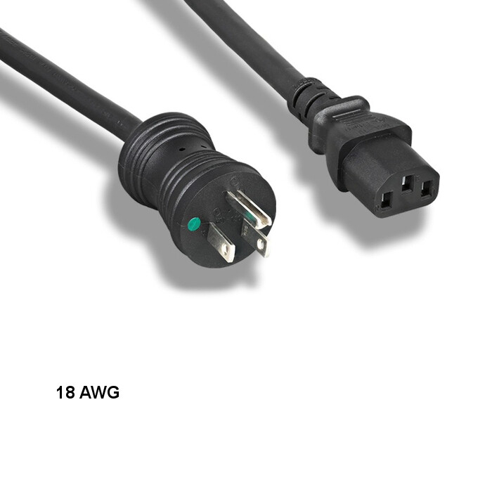 [Lot10] 6Ft 18 AWG Hospital Grade Power Cable NEMA 5-15P to C13 10A/125V Blk