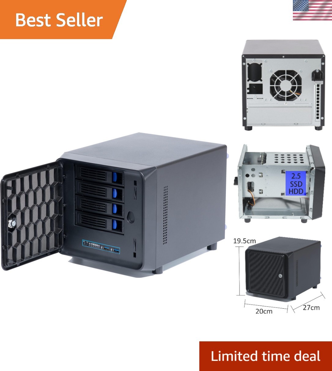 4 + 1 Bay DIY NAS Case - Ultimate Alloy Steel Storage Enclosure for Modern Needs