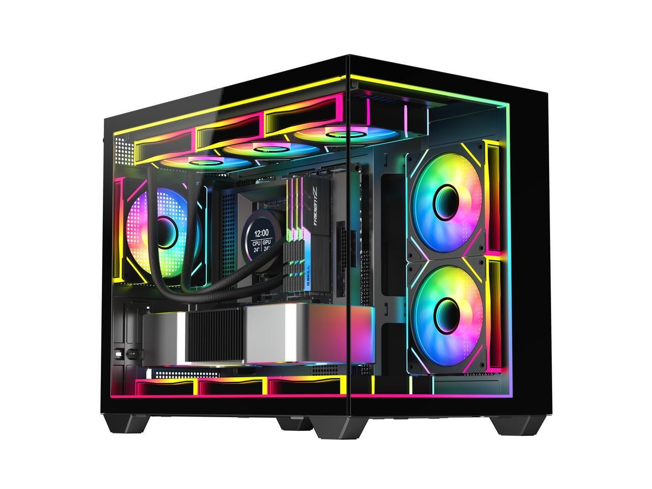 DIYPC IDX4-MicroATX-ARGB Black USB3.0/ Type C Tempered Glass Micro ATX Gaming Co