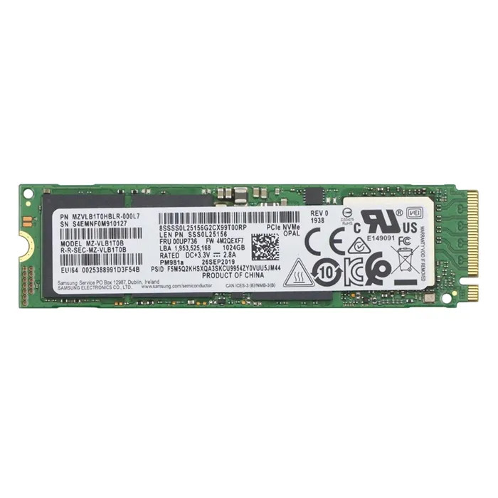 Samsung PM981a Series 1TB TLC PCIe 3.0 x4 NVMe M.2 2280 SSD MZVLB1T0HBLR-000L7