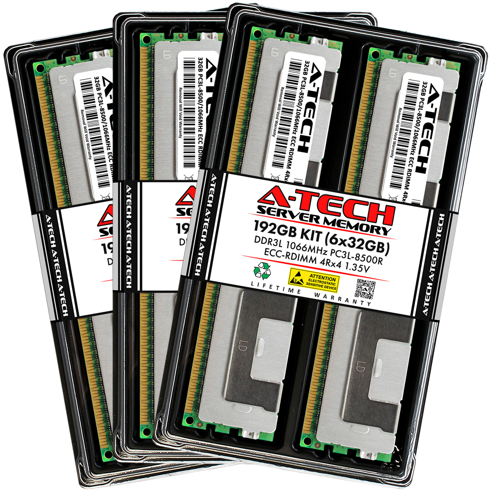 A-Tech 192GB 6x 32GB 4Rx4 PC3-8500R DDR3 1.35V ECC RDIMM REG Server Memory RAM