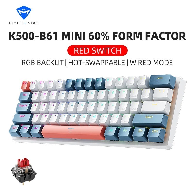K500-B61 Machenike Mini Mechanical Keybaord 60% Form Factor 61Keys Gaming