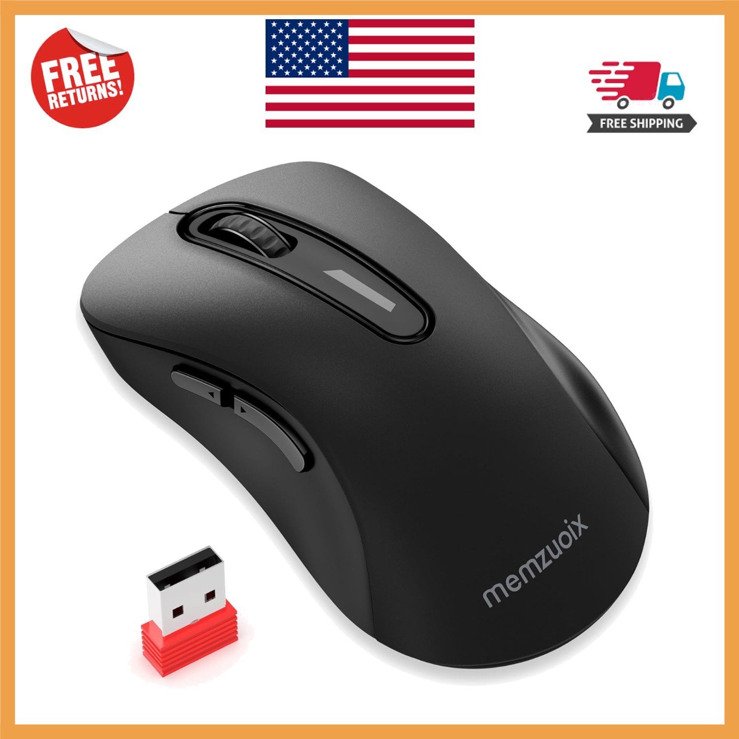 Soundless Wireless USB Mouse - 1400 DPI, Lightweight, Perfect for Laptops & PCs