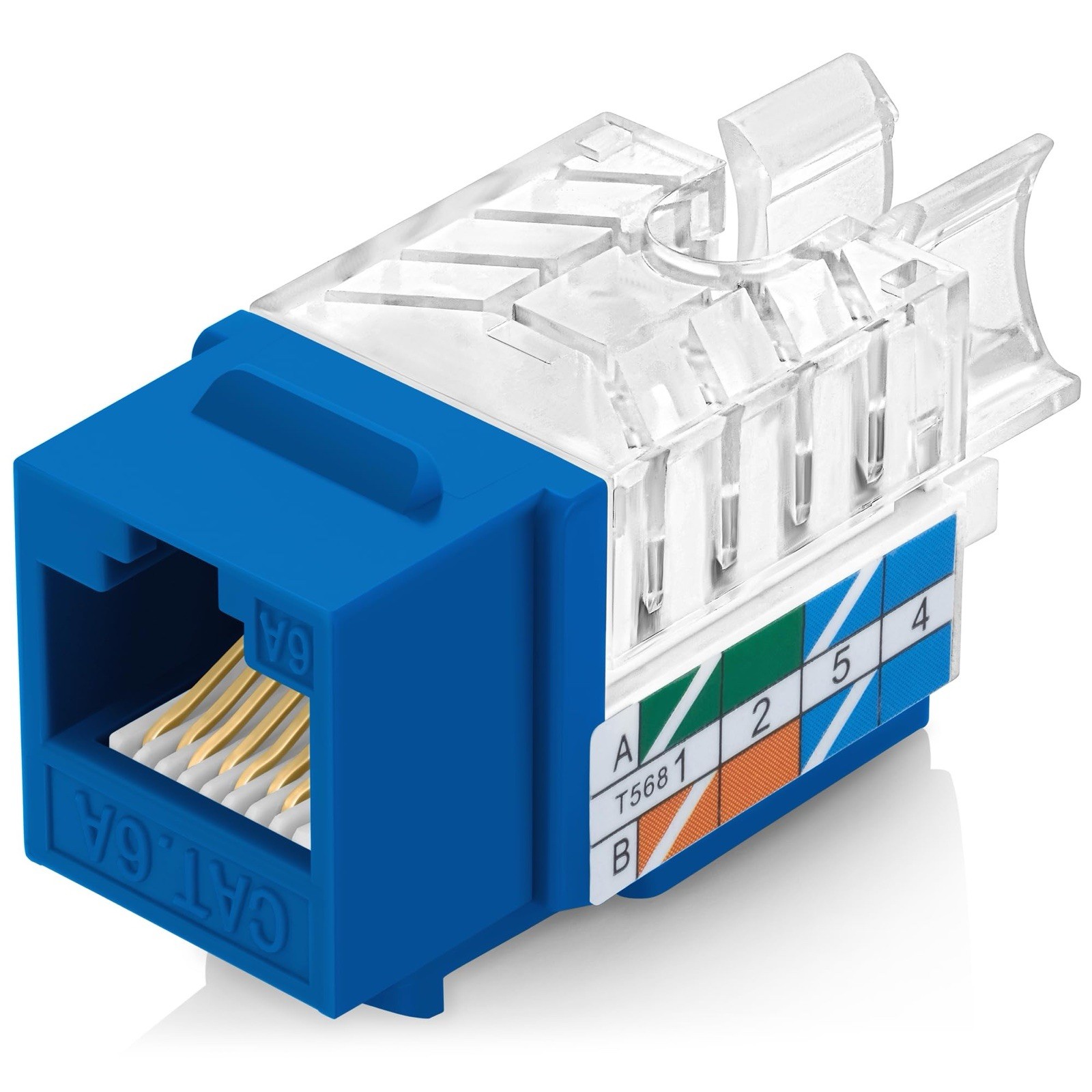 Everest 45° Angled RJ45 Cat6 Keystone Jacks 100Pack in Blue