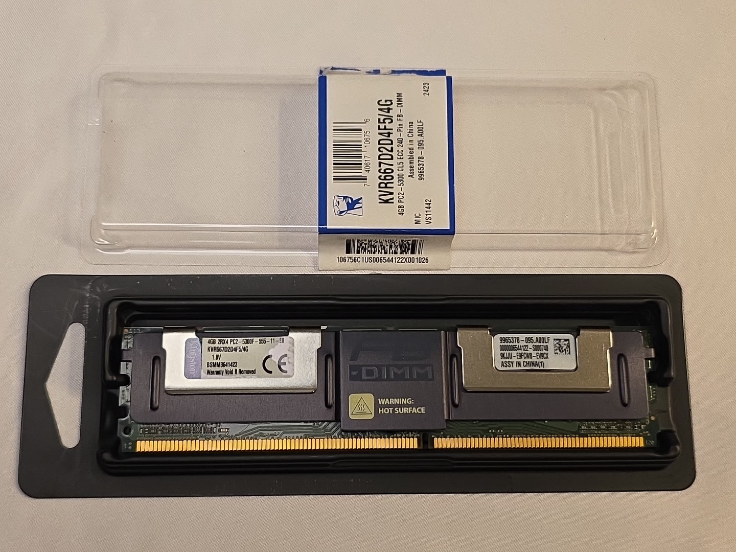 Kingston KVR667D2D4F5/4G PC2-5300F 4GB 240-pin 667MHz Memory Module Open Box