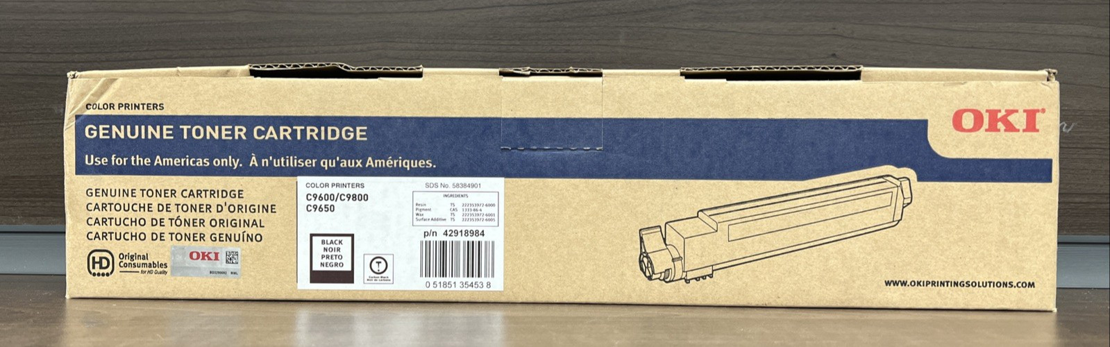 OKI C9650 C9600 C9800 BLACK Genuine Toner Cartridge (42918984)