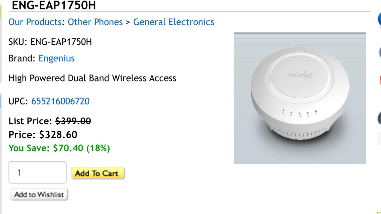 Engenius N-EAP1750H Quantum Beam Dual Band Indoor Wireless Access Point NEW