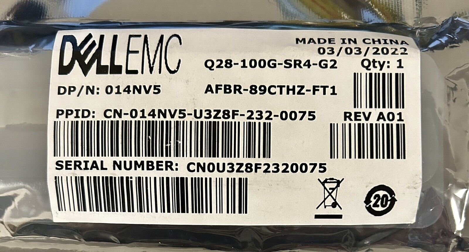 DELL EMC  Q28-100G-SR4-G2 DP/N: 014NV5 
