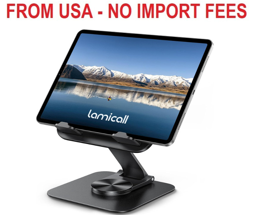 Lamicall Adjustable iPad Stand for Desk - [Ultra-Slim Foldable][360°Rotation Bas