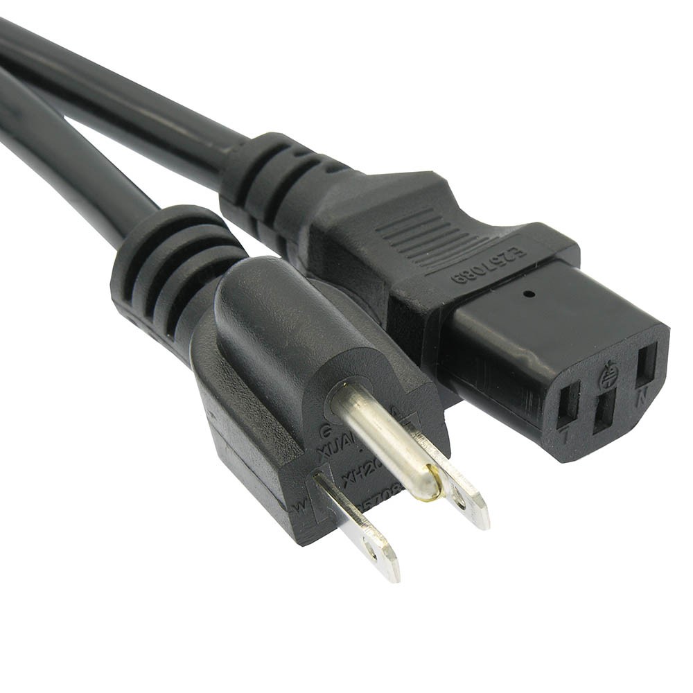 10 Pack of 25Ft Computer Power Cord 5-15P to C-13 Black / SJT 14/3