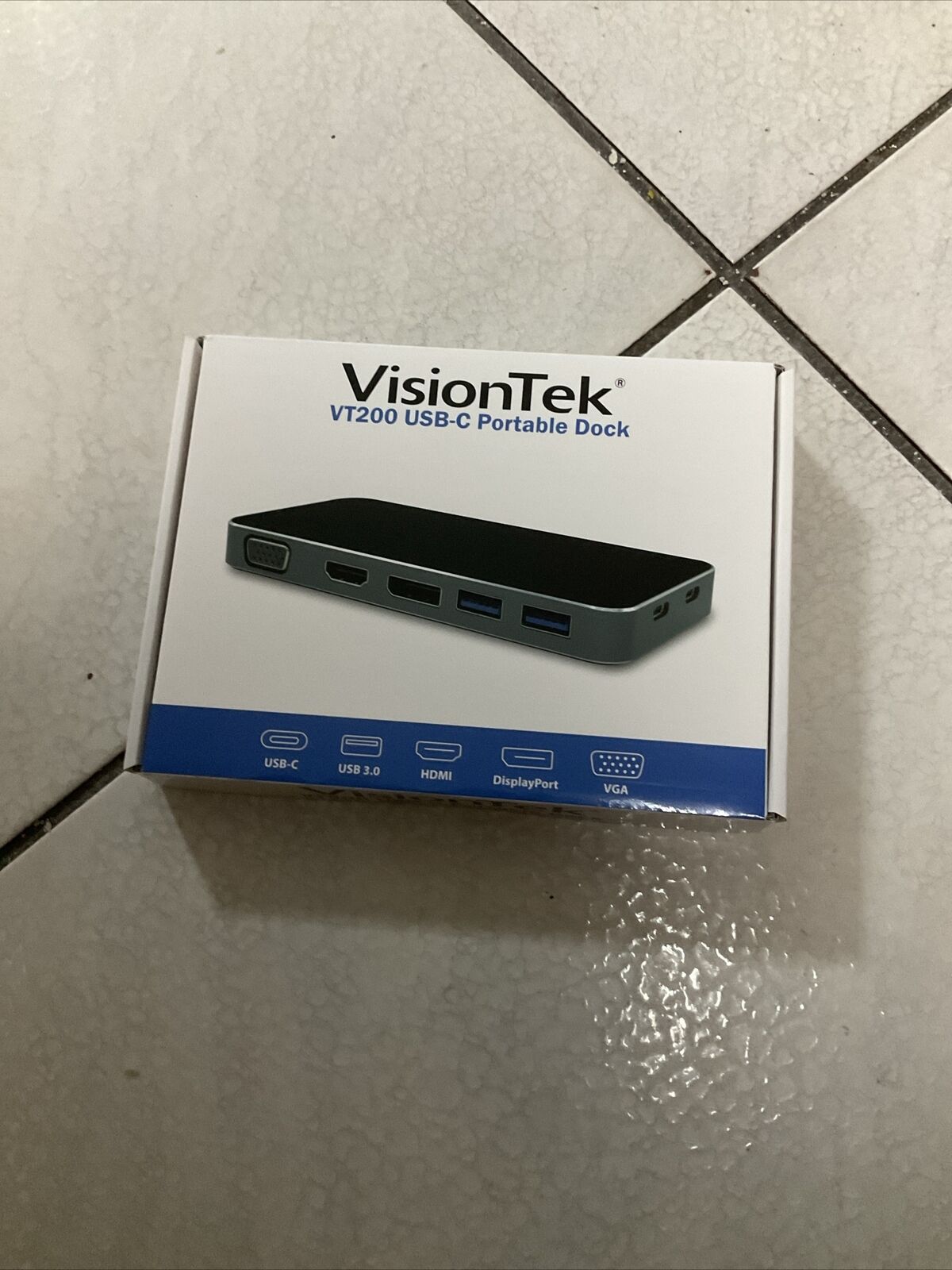 VisionTek VT200 Portable USB-C Dual Monitor Hub - 1x DP, 1x HDMI, 1x VGA, 2X USB