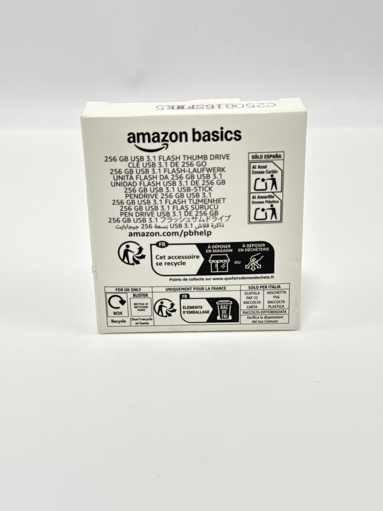 Amazon Basics 256GB USB 3.1 Flash Drive High Speed Data Storage Black