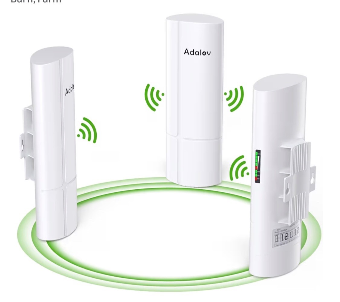 3PCS Wireless Bridge Kit, Gigabit Point to 2 Points Outdoor WiFi Bridges for 3Km