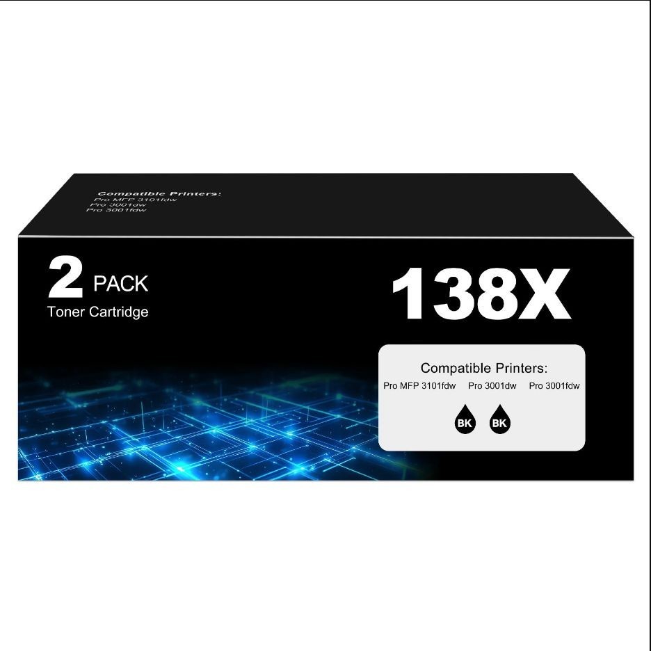 DEEIYUER 138X W1380X Black Toner Cartridge 2-Pack With Chip New