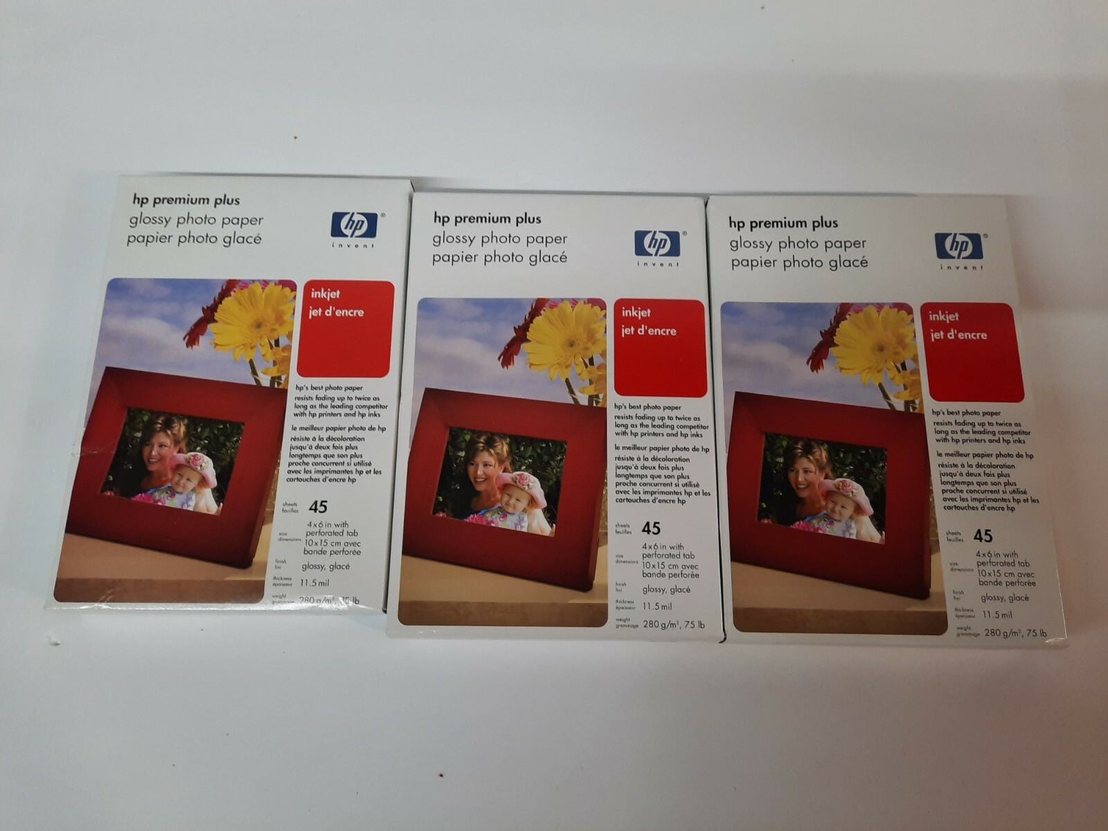 HP Premium Plus Glossy Photo Paper 4 x 6 Inch 45 Sheets New Sealed Lot of 3