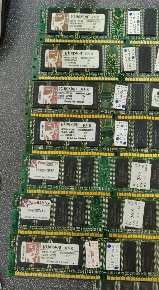 24x Kingston KVR400X64C3A/512 512MB DDR400 PC3200 SDRAM Desktop Memory