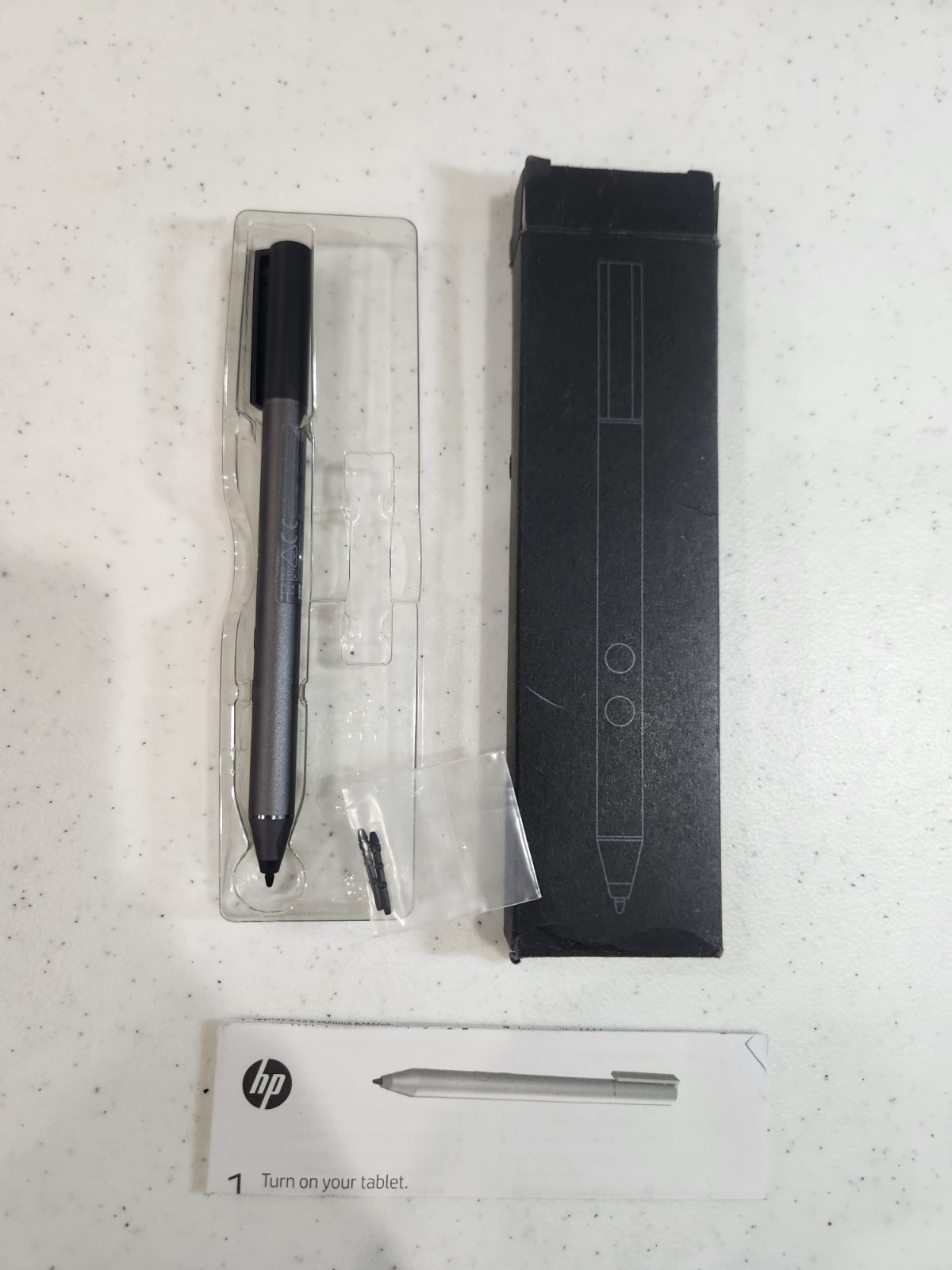 NEW Genuine HP Spare Stylus Pen 905512-002 Silver Black With Box Manual Set
