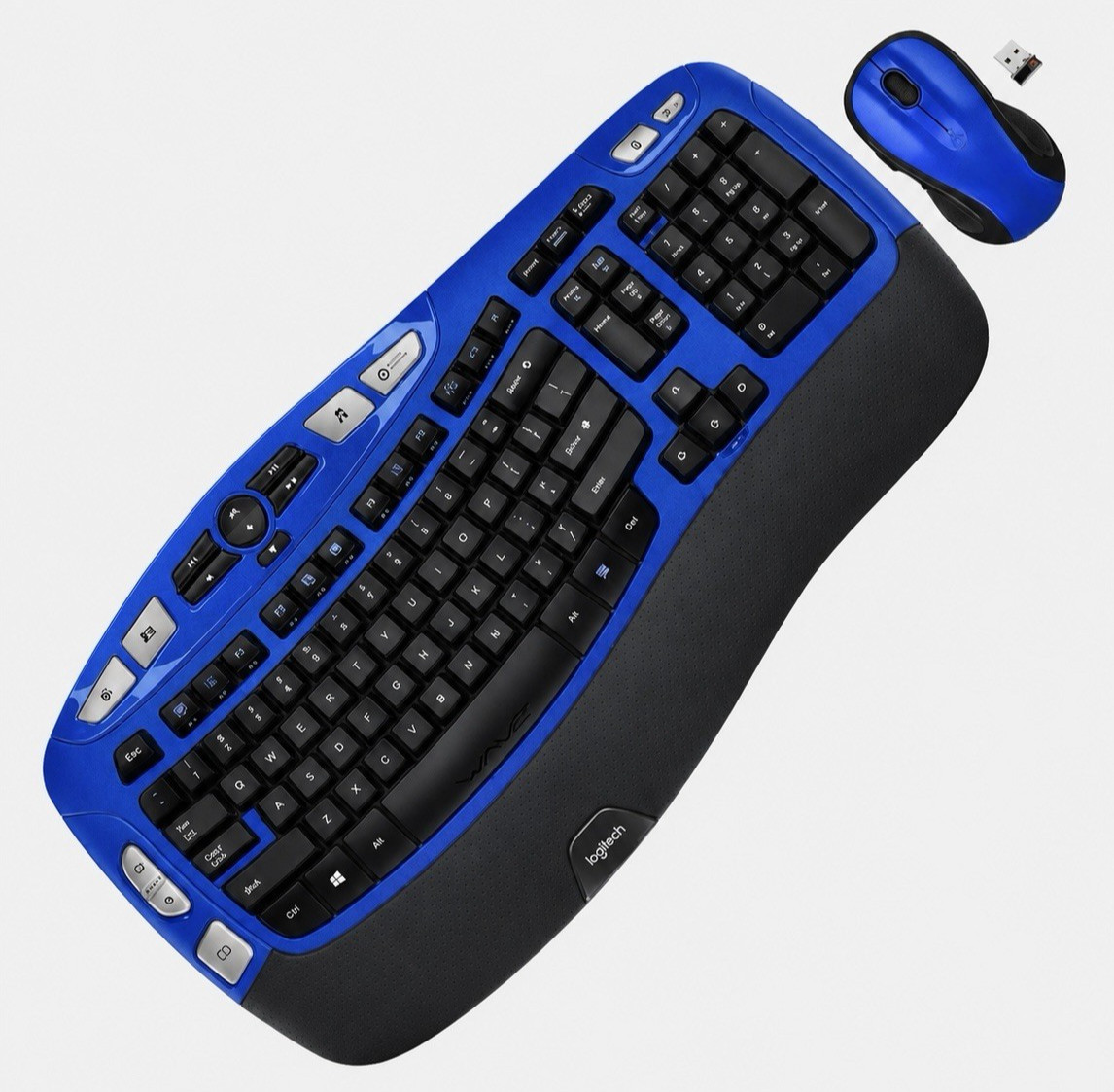 Logitech Custom Blue MK550 Comfort Wave K350 Wireless Ergonomic Keyboard M510