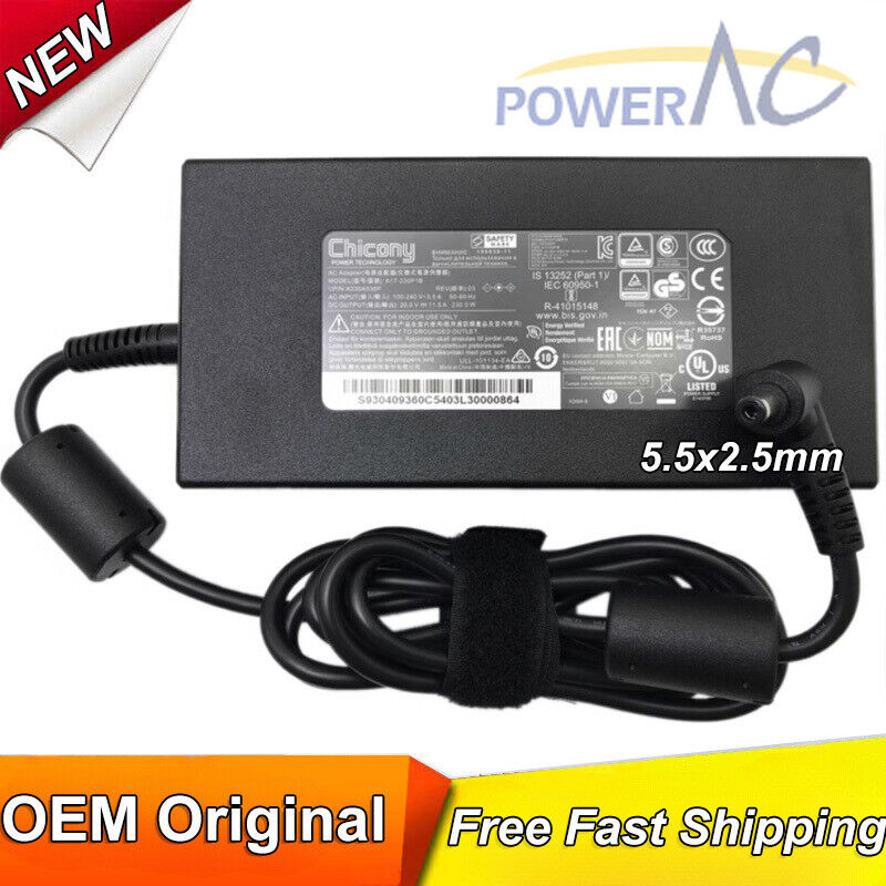 Genuine OEM MSI P65 Creator 9SF-1039FR Creator 9SG-1292BE 230W Slim Adapter&Cord