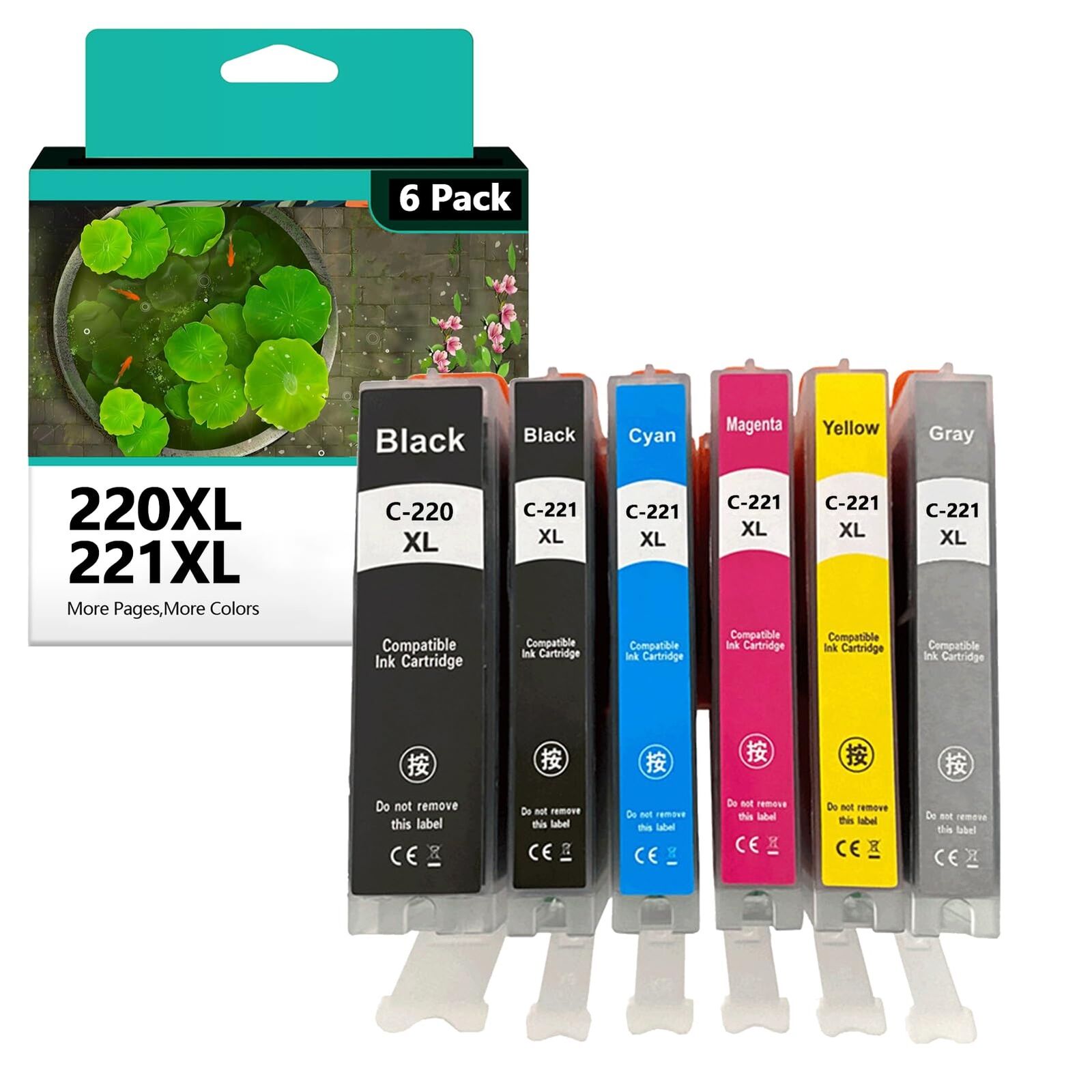 PGI-220XL CLI-221XL Compatible Ink Cartridges Replacement for Canon Ink PGI220