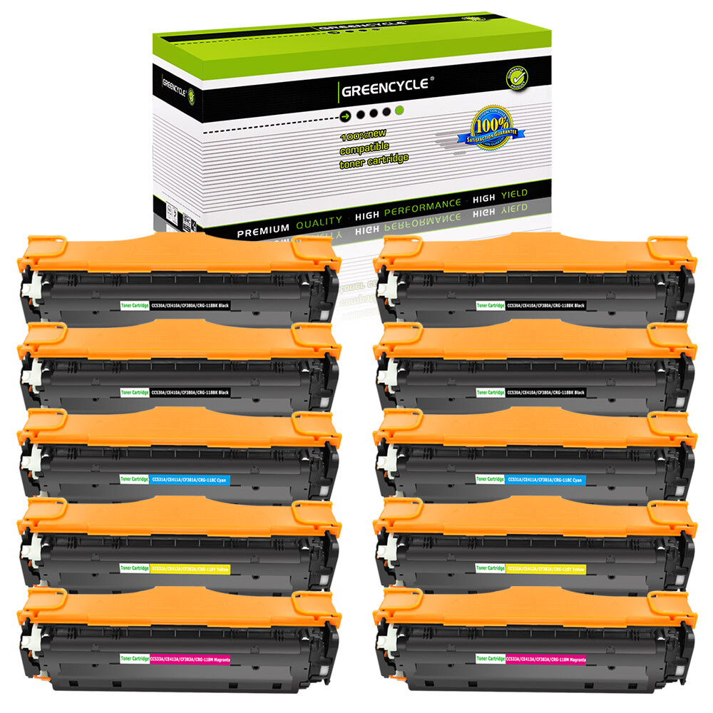 10PK CC530A CC531A 532A 533A Toner Cartridge Fits for HP LaserJet CM2320 CP2025