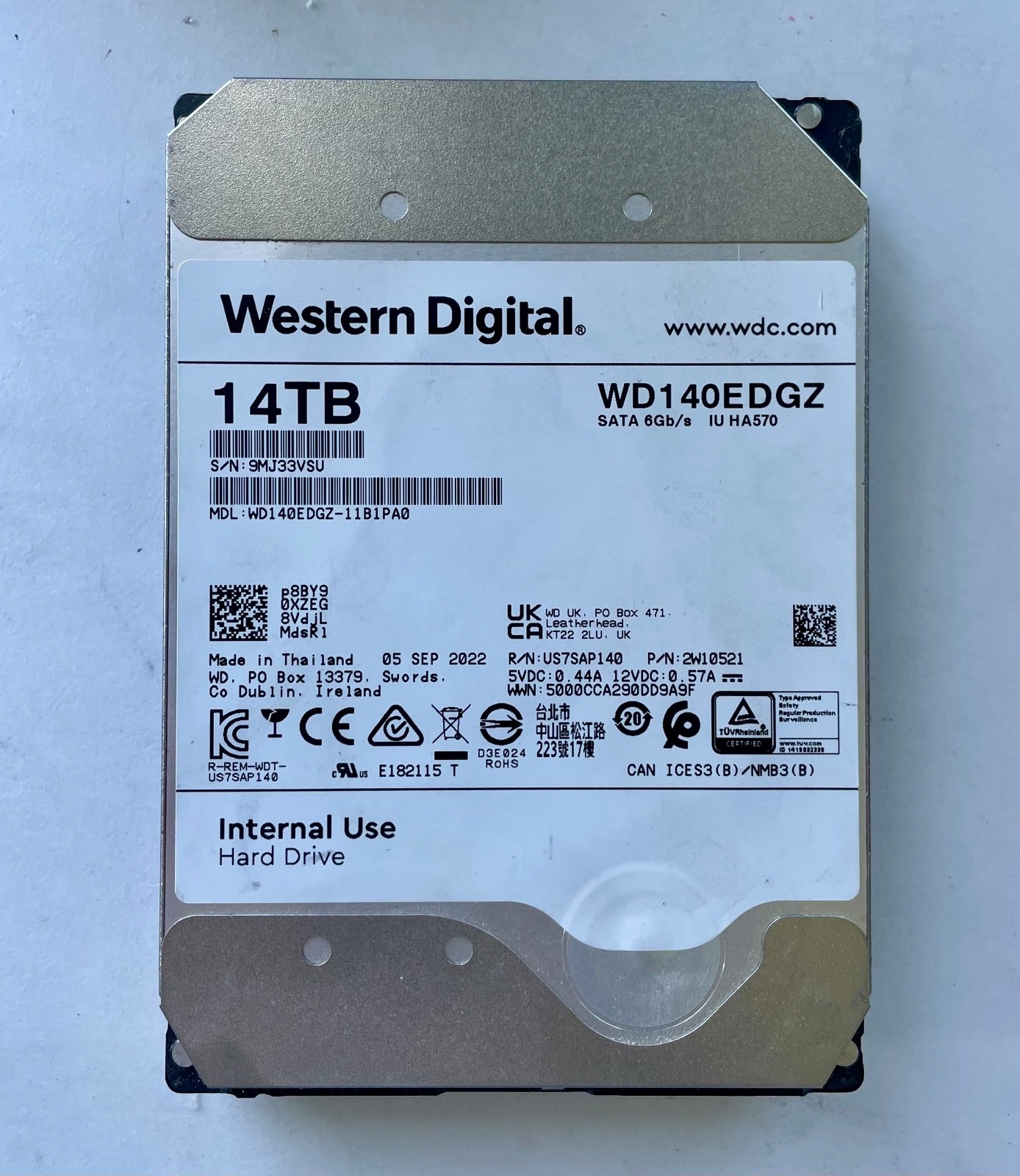 Western Digital 14TB SATA 3.5" HDD WD140EDGZ 100% Health Tested
