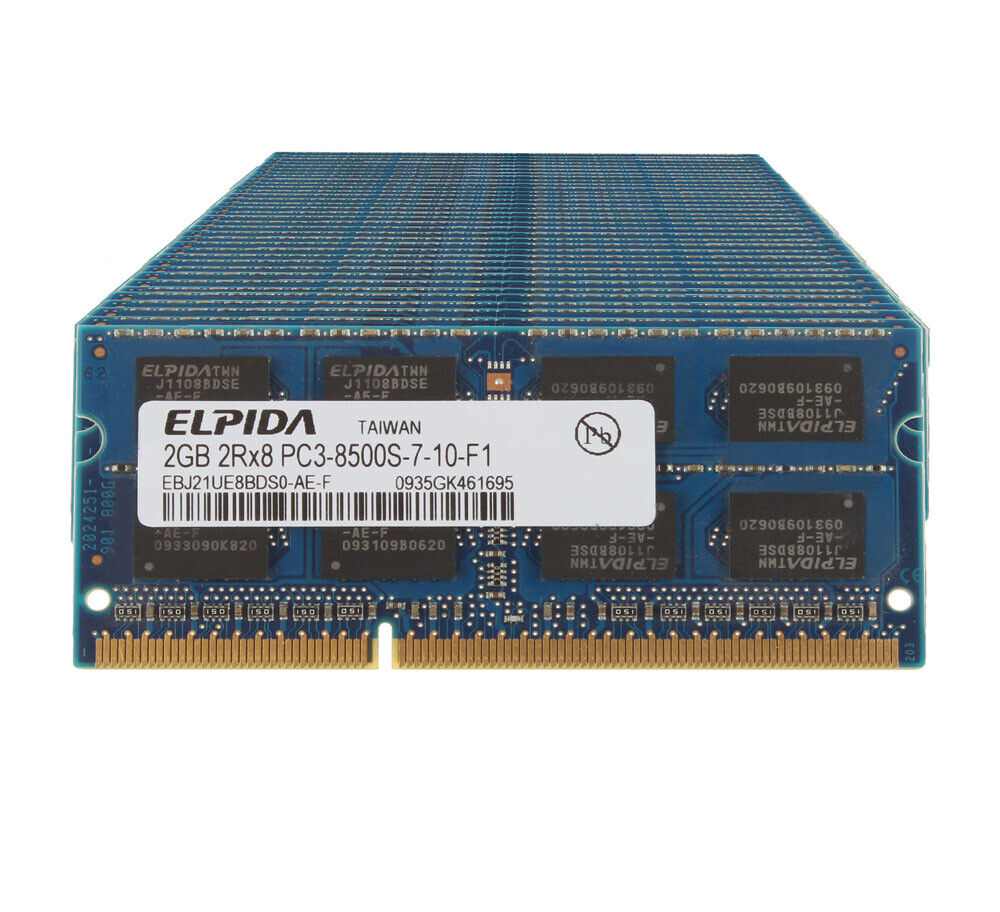 20GB (10x 2GB) Elpida 2Rx8 PC3-8500 DDR3 1066Mhz Laptop Memory RAM SODIMM Intel，