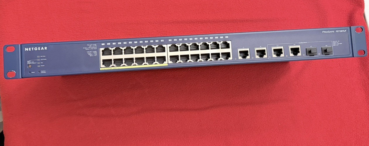 NETGEAR ProSafe FS728TLP 28-Port Smart Switch 12 Poe and 4 Gigabit Ports - Blue