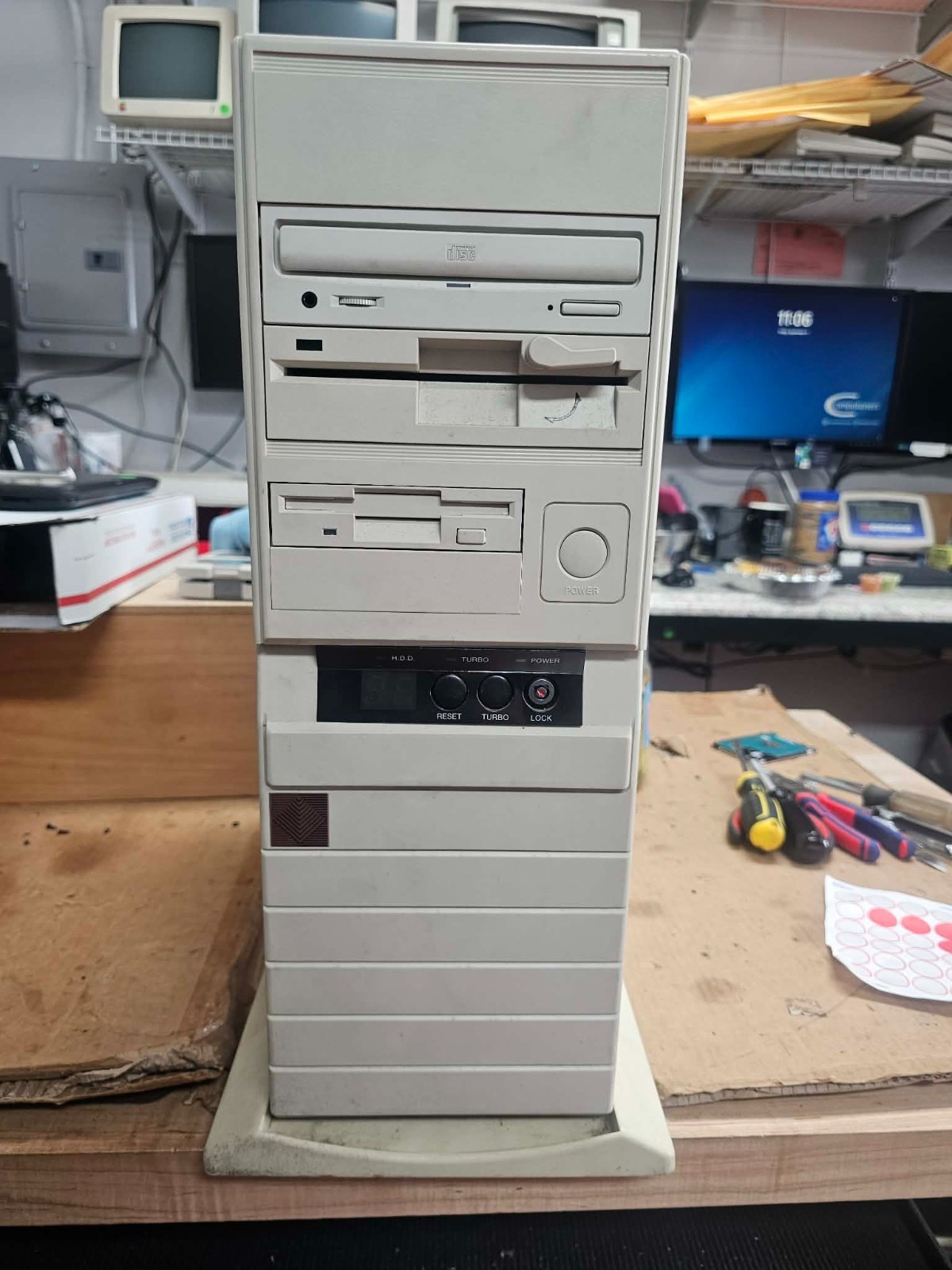 Very Rare Retro Vintage Clean TTC Full AT PC Case w/Display & Dual Floppy Drives
