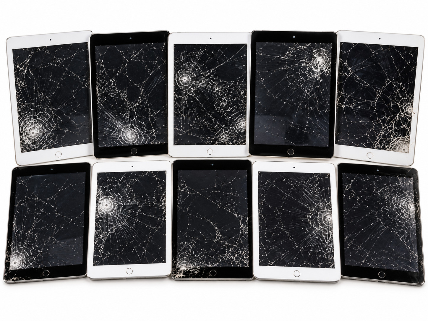 Lot of 10 Apple iPad 5th Generation Gen Cellular A1823 Unlocked Cracked Screens