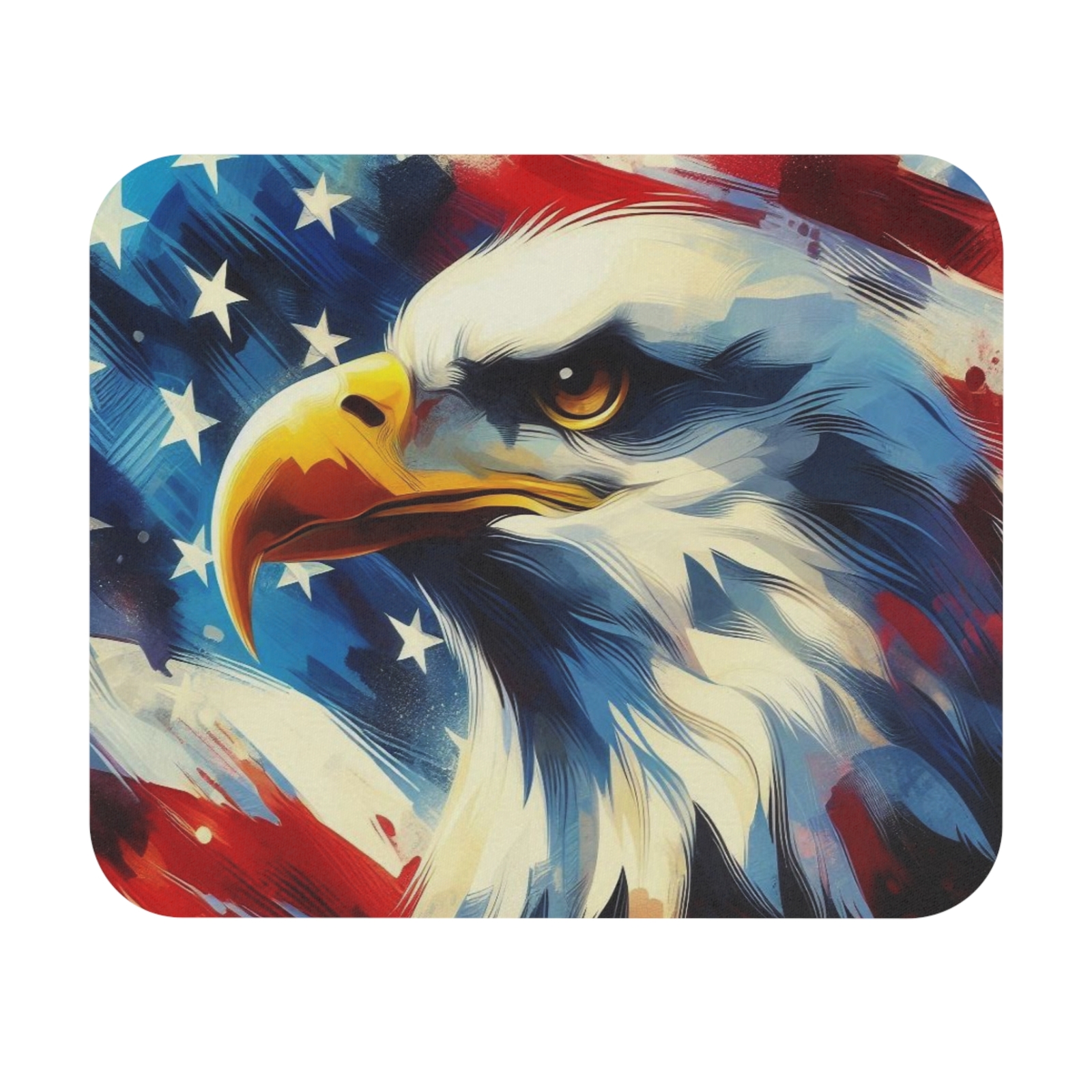 American Flag Patriotic Mouse Pad Square Watercolor Bird Art Anti-Slip
