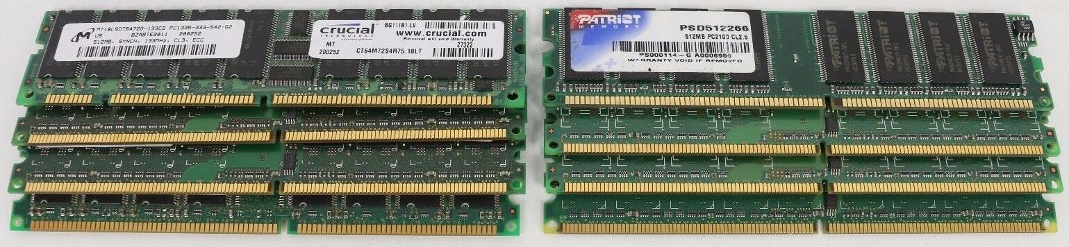 Lot of 8 x 512MB RAM Various Brands USED
