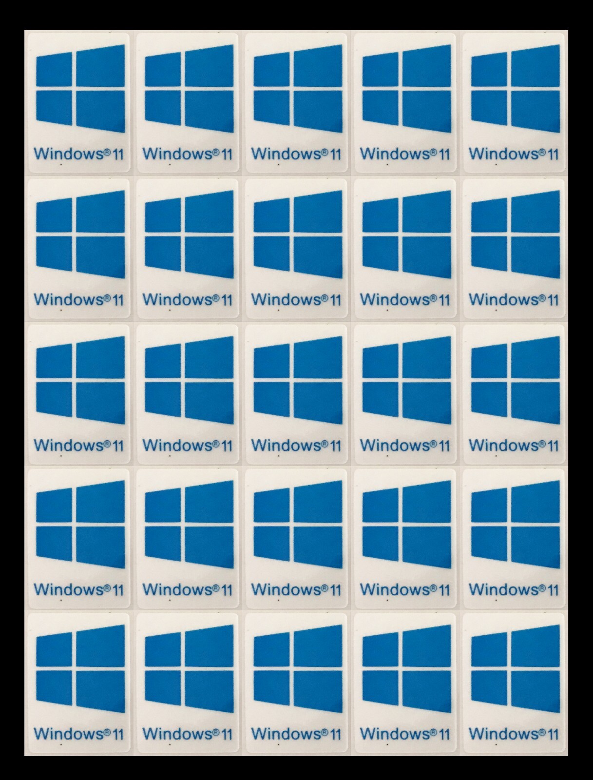 25 PCS Sticker for Window 11 Blue Badge Logo Decal Cyan Color 22mm x 16mm