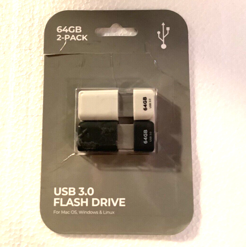 Gigastone 64GB USB 3.0 Flash Drive 2 Pack TE-U364GB-2PK-R Black/White Ships Free