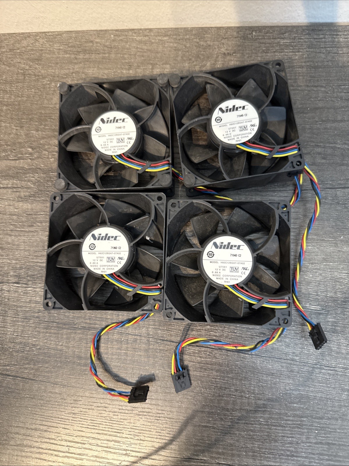 Lot of 4 Nidec 92mm Cooling Fans H92C12BUA7-07A02 12V 0.8A 4-Pin
