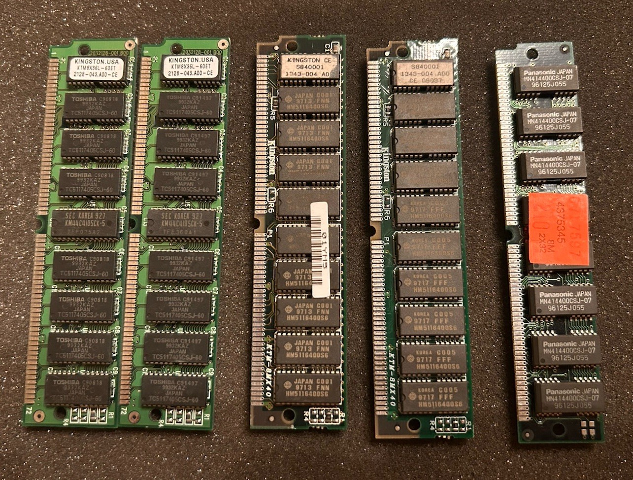 Vintage 72 Pin SIMM RAM Lot 5x Kingston USA Panasonic Toshiba Retro PC Memory