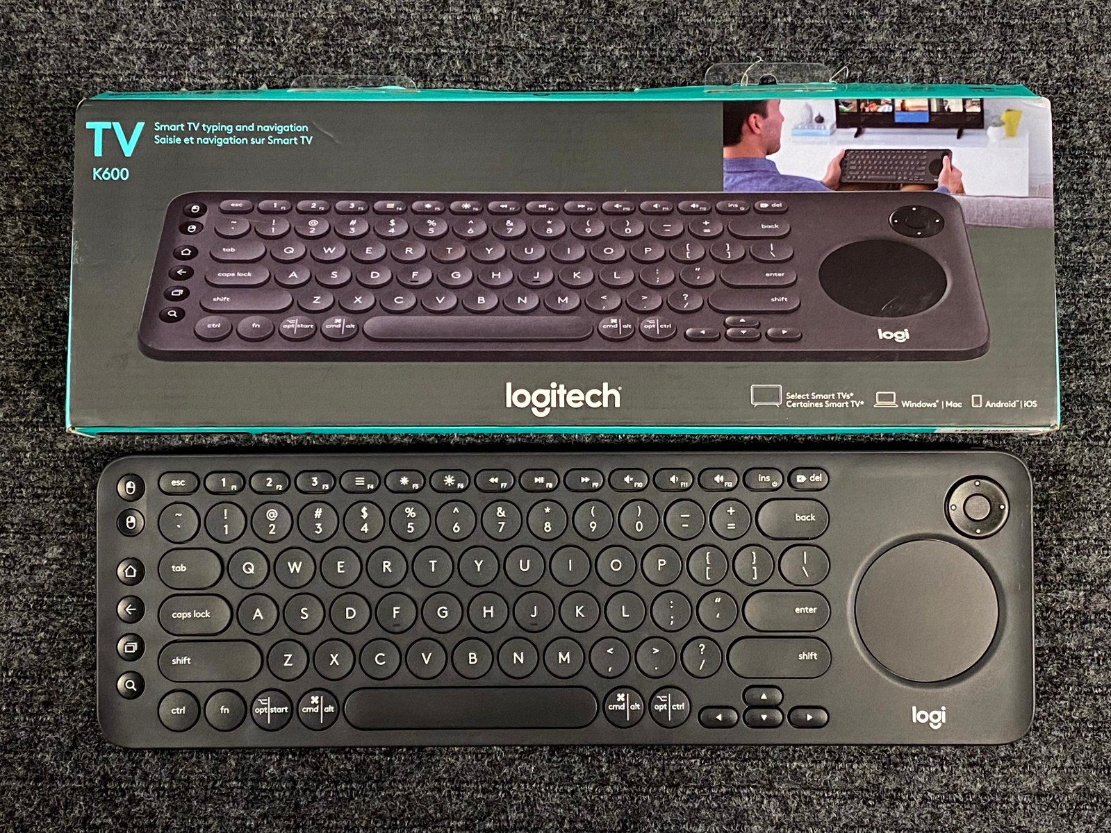 Logitech K600 TV Wireless Keyboard with Touchpad for Smart TV w/USB Dongle
