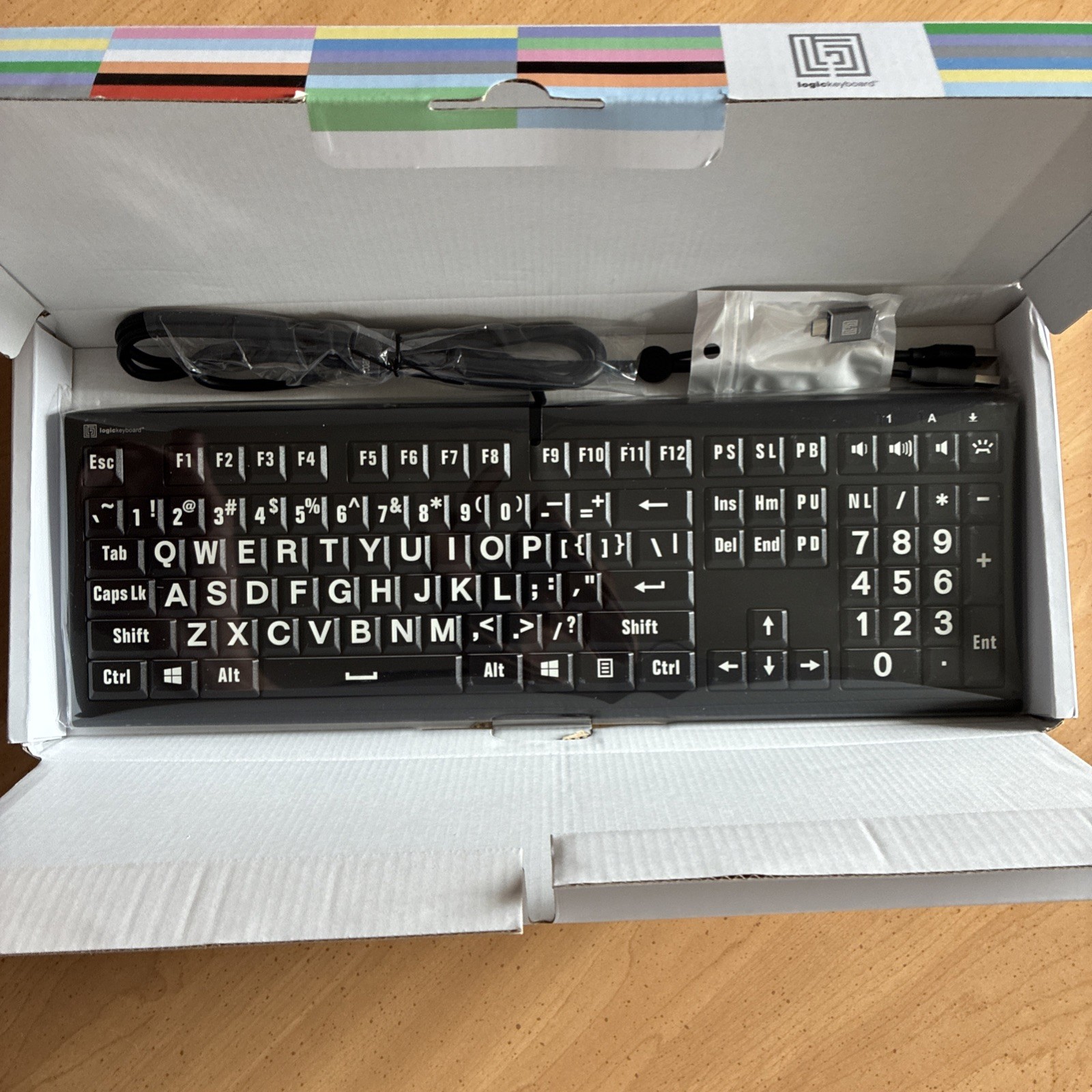 Logickeyboard XLPrint PC Astra 2 White on Black Keyboard