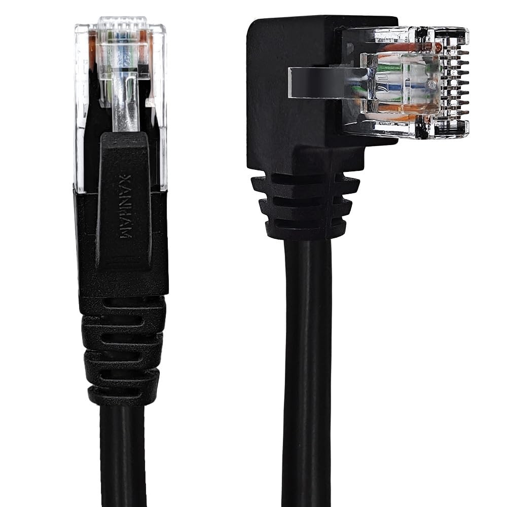 XANHAM 90 Degree Cat 6 Ethernet Cable Right Angle 3.3FT RJ45 3.3 ft, Black